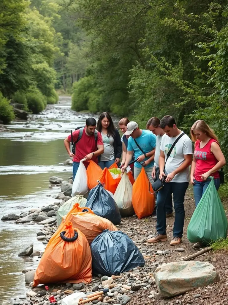 A photograph of volunteers cleaning up a riverbank, showcasing AAPPMA's commitment to environmental protection.